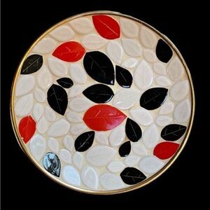 Vintage MCM Mosaic Tile Plate w copper back.